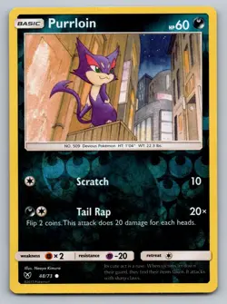 Purrloin 48/73 Common Shining Legends Pokemon Reverse Holo Near Mint - Image 1