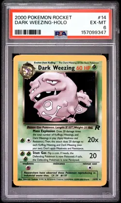 2000 Pokemon Rocket #14 Dark Weezing-Holo PSA 6 - Image 1