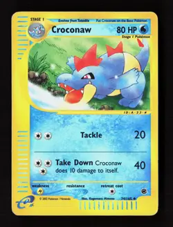 Croconaw 74/165 Uncommon Expedition Base Set Pokemon Reverse Holo Heavily Played - Image 1