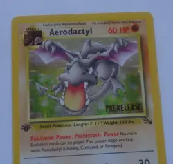 Pokemon, Aerodactyl, 1/62, Holo, Prerelease, 1st. Edition, Stage 1, Unplayed, NM - Image 2