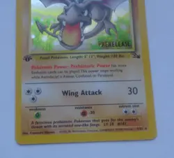 Pokemon, Aerodactyl, 1/62, Holo, Prerelease, 1st. Edition, Stage 1, Unplayed, NM - Image 3