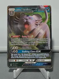 Alolan Persian GX 129/236 Holo GX Rare Cosmic Eclipse Pokemon Near Mint - Image 1