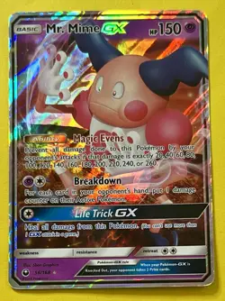 Mr. Mime GX 2018 Pokemon Sun & Moon Celestial Storm HOLO FULL ART 56/168 - Image 1