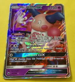 Mr. Mime GX 2018 Pokemon Sun & Moon Celestial Storm HOLO FULL ART 56/168 - Image 2