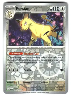 Persian 053/165 Uncommon 151 Pokemon Reverse Holo Near Mint - Image 1