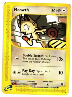 Pokemon TCG Meowth 121/165 Common Expedition Base Set VLP - Image 1