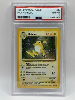 Pokemon Raichu Base Set Holo 1999 PSA 8 - Image 1