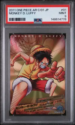 2011 CARDDASS ONE PIECE JAPANESE AR CARDDASS 01 01 MONKEY D. LUFFY PSA 9 - Image 1