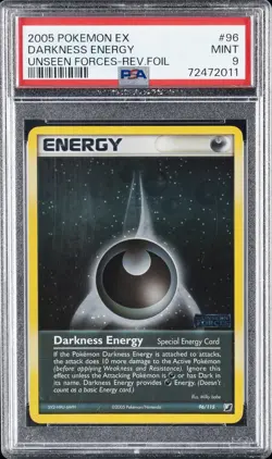 2005 POKEMON EX UNSEEN FORCES #96 DARKNESS ENERGY-REVERSE FOIL PSA 9 - Image 1