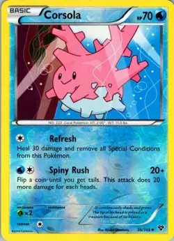 Corsola 36/146 XY Base Set REVERSE HOLO MINT! Pokemon - Image 1
