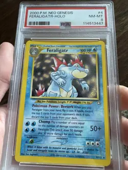 Pokemon TCG Feraligatr 4/111 Neo Genesis Holo Rare PSA 8 2000 EN - Image 1