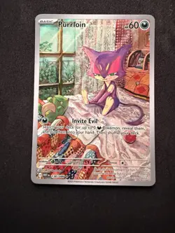 Pokemon TCG Purrloin Sv: White Flare 136/086 EN Illustration Rare Holo - NM - Image 1