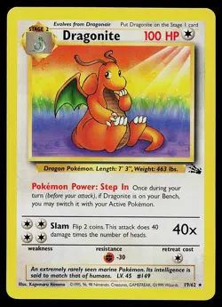 Pokemon Card - Dragonite Fossil 19/62 Unlimited Rare - Image 1