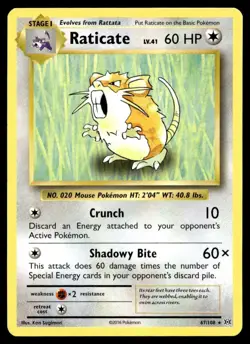 Raticate 67/108 Pokemon Card Evolutions Rare 60 HP Lightly Played M33 - Image 1