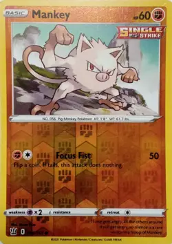 066/163 MANKEY REVERSE HOLO BATTLE STYLES POKEMON CARD - Image 1