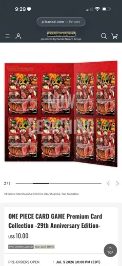 [Pre-Order] ENGLISH Monkey D. Luffy PROMO P-159 2 Card Set 29th Anniversary - Image 1