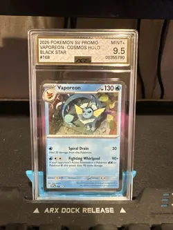2025 POKEMON SVP EN-SV BLACK STAR PROMO #168 VAPOREON Graded AGS 9.5 - Image 1