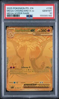 2025 POKEMON PFL EN-PHANTASMAL FLAMES MEGA HYPER RARE MEGA CHARIZARD X EX PSA 10 - Image 1