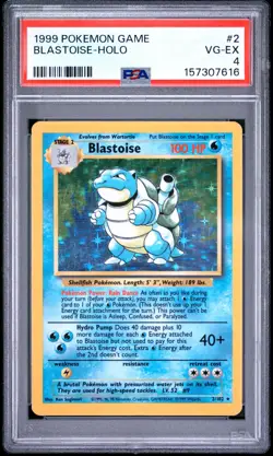 1999 POKEMON BASE SET UNLIMITED #2 BLASTOISE-HOLO PSA 4 - Image 1