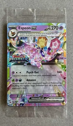 Pokemon Sealed Espeon EX 34 Prismatic Evolutions Stamped Promo Rare New Holo - Image 1