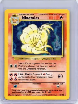 Ninetales 12/102 Holo Holo Rare Base Set Unlimited Pokemon Holo MP - Image 1