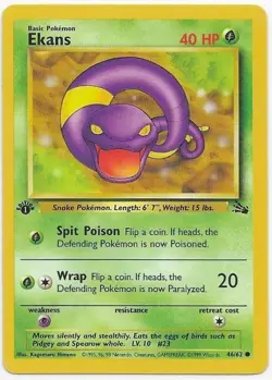 Ekans 46/62 Common Fossil Pokemon 1st Edition Near Mint - Image 1