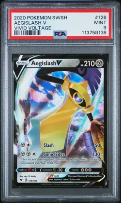 2020 Aegislash V 126 Vivid Voltage Pokemon Sword & Shield PSA 9 - Image 1