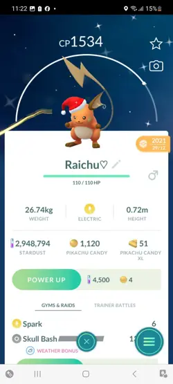 Pokemon Go Shiny Raichu Santa's Hat - Image 1