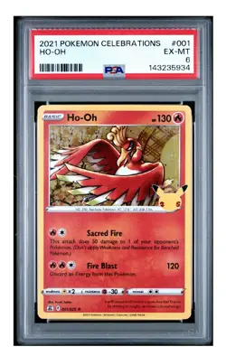 PSA 6 2021 POKEMON CELEBRATIONS НО-ОН 001 - Image 1