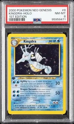 2000 POKEMON NEO GENESIS 1ST ED #8 KINGDRA-HOLO PSA 8 - Image 1