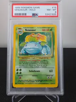1999 POKEMON BASE SET UNLIMITED #15 VENUSAUR-HOLO PSA 8 - Image 1
