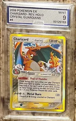 2006 POKEMON EX CRYSTAL GUARDIANS #4 CHARIZARD-REVERSE FOIL AGS 9 - PSA 9 Resub - Image 1