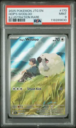 2025 POKEMON JTG EN-JOURNEY TOGETHER ILLUSTRATION RARE #170 HOP'S WOOLOO PSA 9 - Image 1