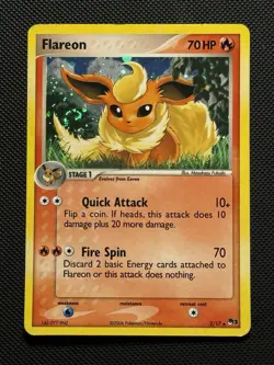Pokemon TCG Flareon 2/17 Pop Series 3 Holo Rare 2006 Vintage Promo Card SWIRL 🌀 - Image 1