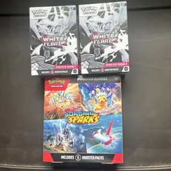 Pokemon Scarlet White Flare Booster Bundle Lot of 3 = 2 Flares + 1 Surging Spark - Image 1