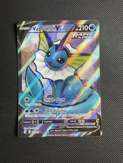 Pokemon TCG Vaporeon v Evolving Skies Holo Ultra Rare Card 172/203 NM - Image 1