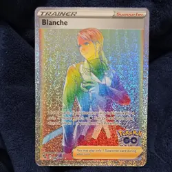 Pokemon TCG Blanche Holo Rainbow Secret Rare Supporter Card 082/078 Pokemon Go - Image 1