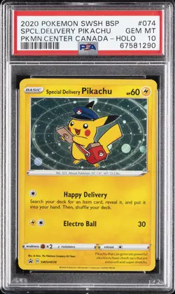 2020 POKEMON SWSH BLACK STAR PROMO #074 SPECIAL DELIVERY PIKACHU-HOLO PSA 10 - Image 1