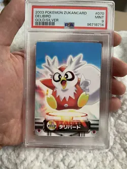 2003 CARDDASS POKEMON ADVANCED GENERATION ZUKANCARD GOLD SILVER DELIBIRD PSA 9 - Image 1