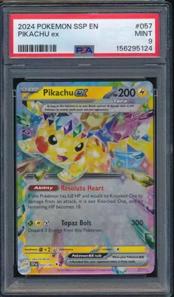 2024 Pikachu EX 057/191 Ssp En Surging Sparks Pokemon PSA 9 - Image 1