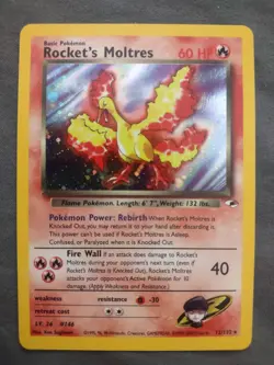 Pokemon TCG Rocket's Moltres 12/132 Gym Challenge Holo Rare Unlimited 60 HP Eng - Image 1