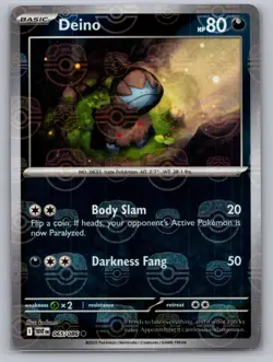 Deino (Master Ball Pattern) 065/086 Common White Flare Pokemon Near Mint - Image 1