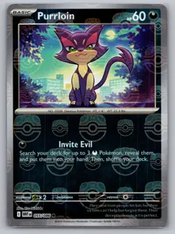 Purrloin (Master Ball Pattern) 055/086 Common White Flare Pokemon Holo Near Mint - Image 1