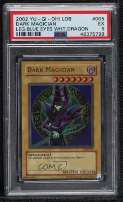 Dark Magician YuGiOh Legend of Blue Eyes White Dragon PSA 5 2002 - Image 1