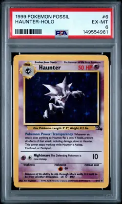 1999 POKEMON FOSSIL #6 HAUNTER-HOLO PSA 6 - Image 1