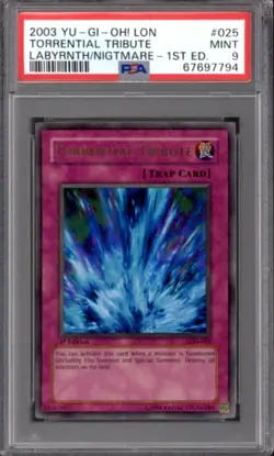 Yu-Gi-Oh Labyrinth Nightmare 1st Edition Torrential Tribute LON-025 PSA 9 YuGiOh - Image 1