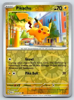 Pikachu 018/091 Common Paldean Fates Pokemon Reverse Holo Near Mint - Image 1