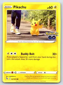 Pikachu 027/078 Common Pokemon GO Pokemon Near Mint - Image 1