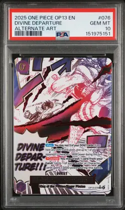 2025 ONE PIECE OP13-CARRYING ON HIS WILL ALTERNATE ART DIVINE DEPARTURE PSA 10 - Image 1