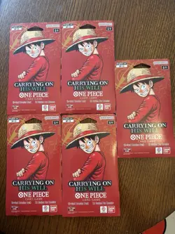 Lot of 5 - One Piece OP-13 Carrying On His Will Booster Packs New Factory Sealed - Image 1